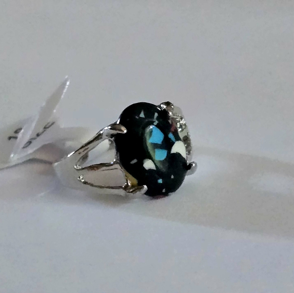 TRENDSETTER POLISHED MILLEFIORE MURANO STYLE NEW SIZE 8 RING